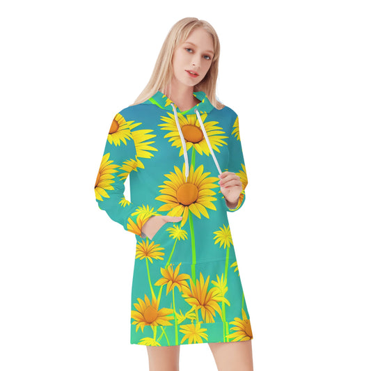 Bright Sunflower Hoodie Dress