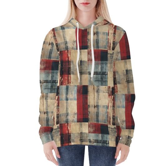 Grunge Square Plaid All Over Pring Hoodie
