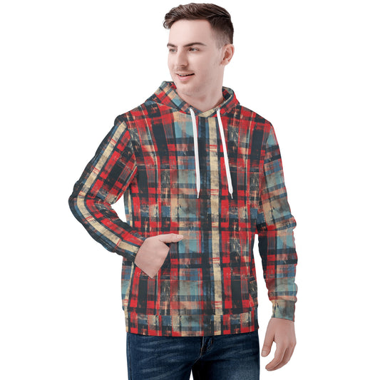 Grunge Red/Blue Mens All Over Print Hoodie