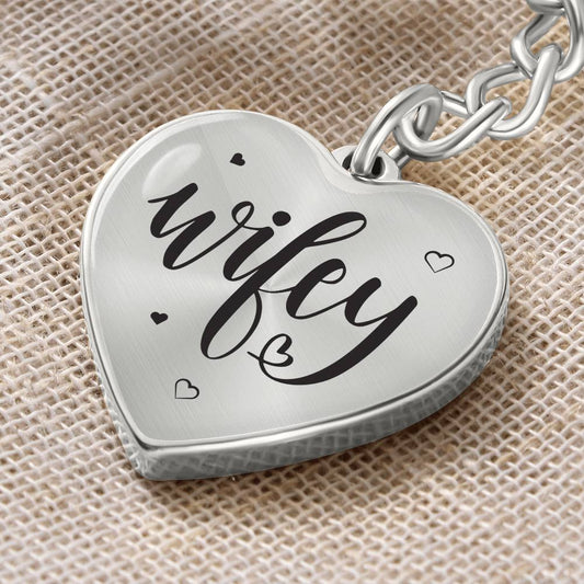 Wifey Graphic Heart Keychain