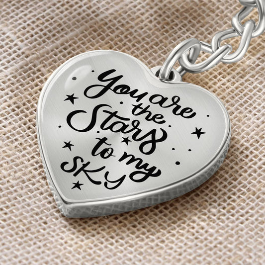 you-are-the-stars-to-my-sky Graphic Heart Keychain