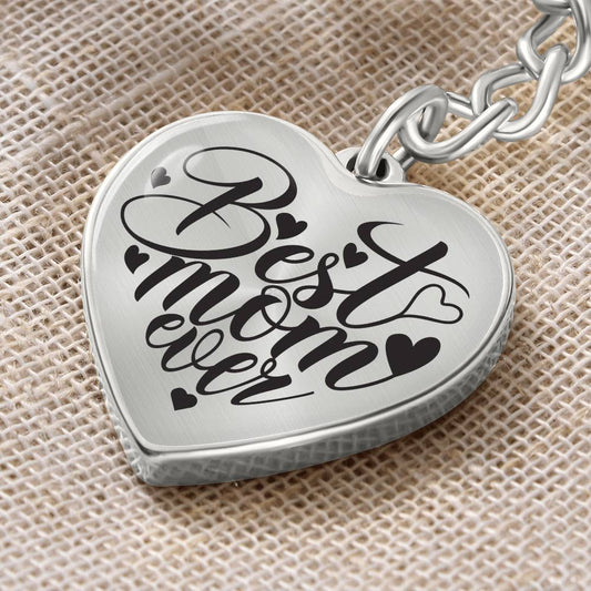 Best Mom Ever-Graphic Heart Keychain