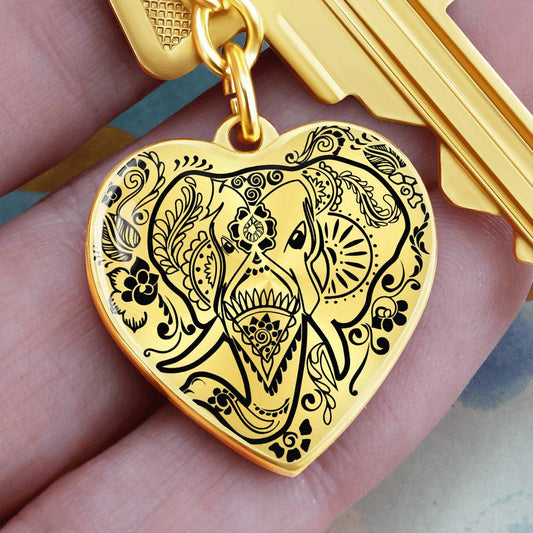 Elephant-head-Graphic Heart Keychain