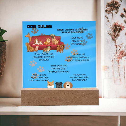 Dog Rules Acrylic Square Plaque