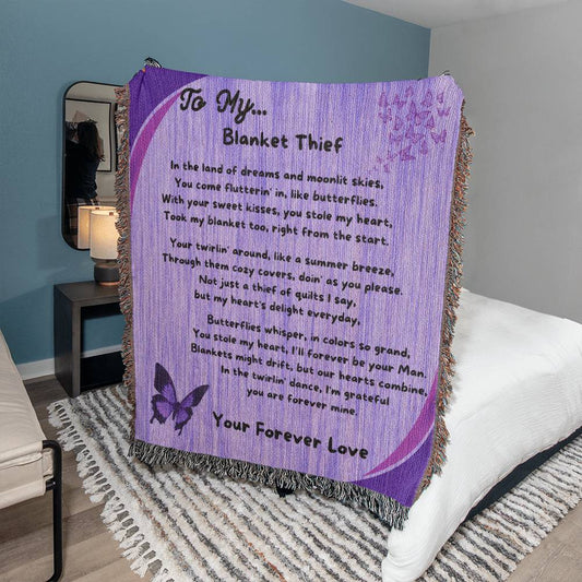 Blanket Thief Lavender Heirloom Custom Woven Blanket Made to last a Lifetime!