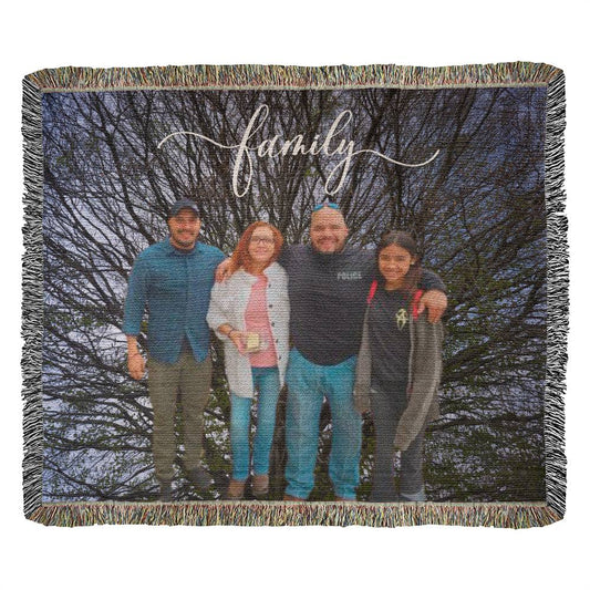Heirloom Custom High Quality Woven Blanket Family with Tree