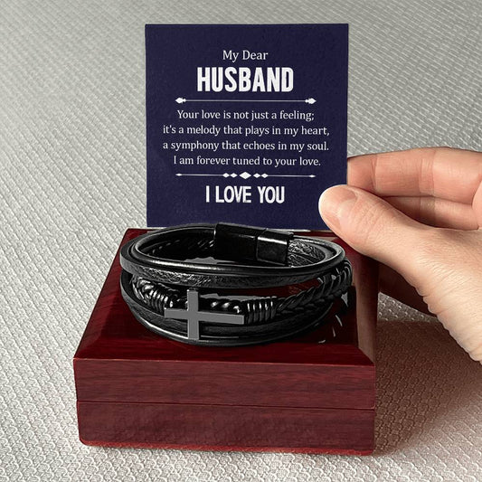 Dear husband - your love in not just Men's Cross Bracelet Keeping the Faith