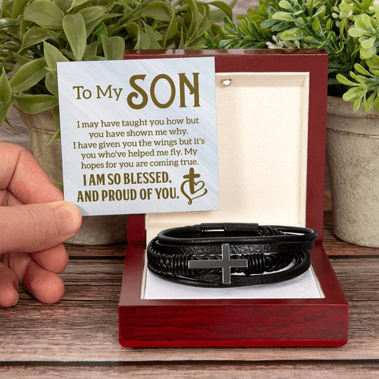 To my son-I may have Men's Cross Bracelet Keeping the Faith