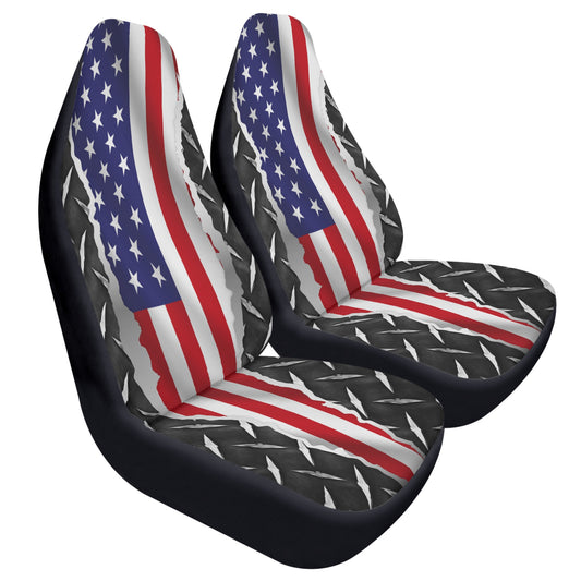 American Flag /Diamond Plate Car Seat Covers (2 Pcs)